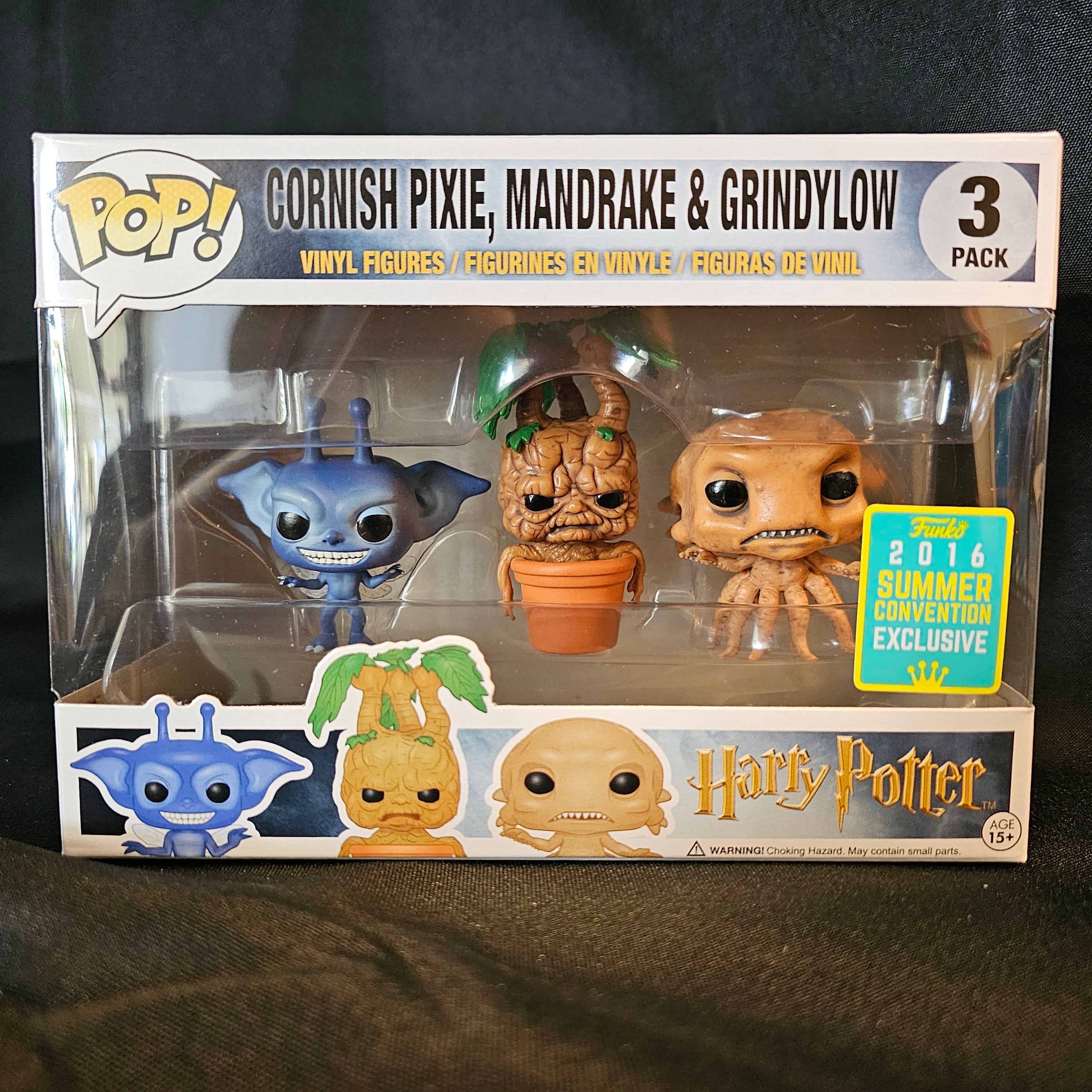 Harry Potter Pop! Minis 3 PK - Cornish Pixie, Mandrake & Grindylow [2016 Summer Convention Exclusive] - Fugitive Toys