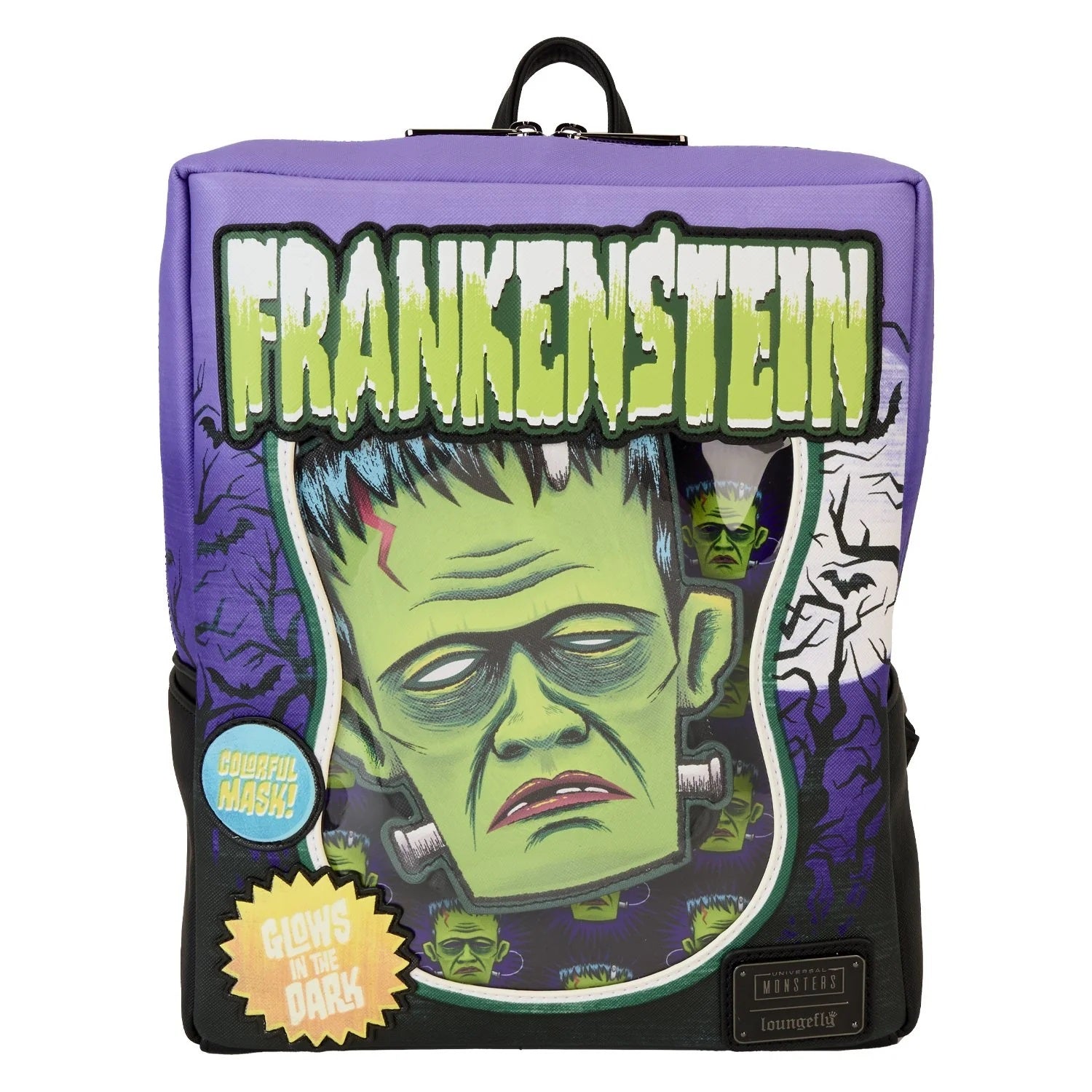 Loungefly x Universal Monsters Frankenstein Mask Glow Mini Backpack With Coin Bag - Fugitive Toys