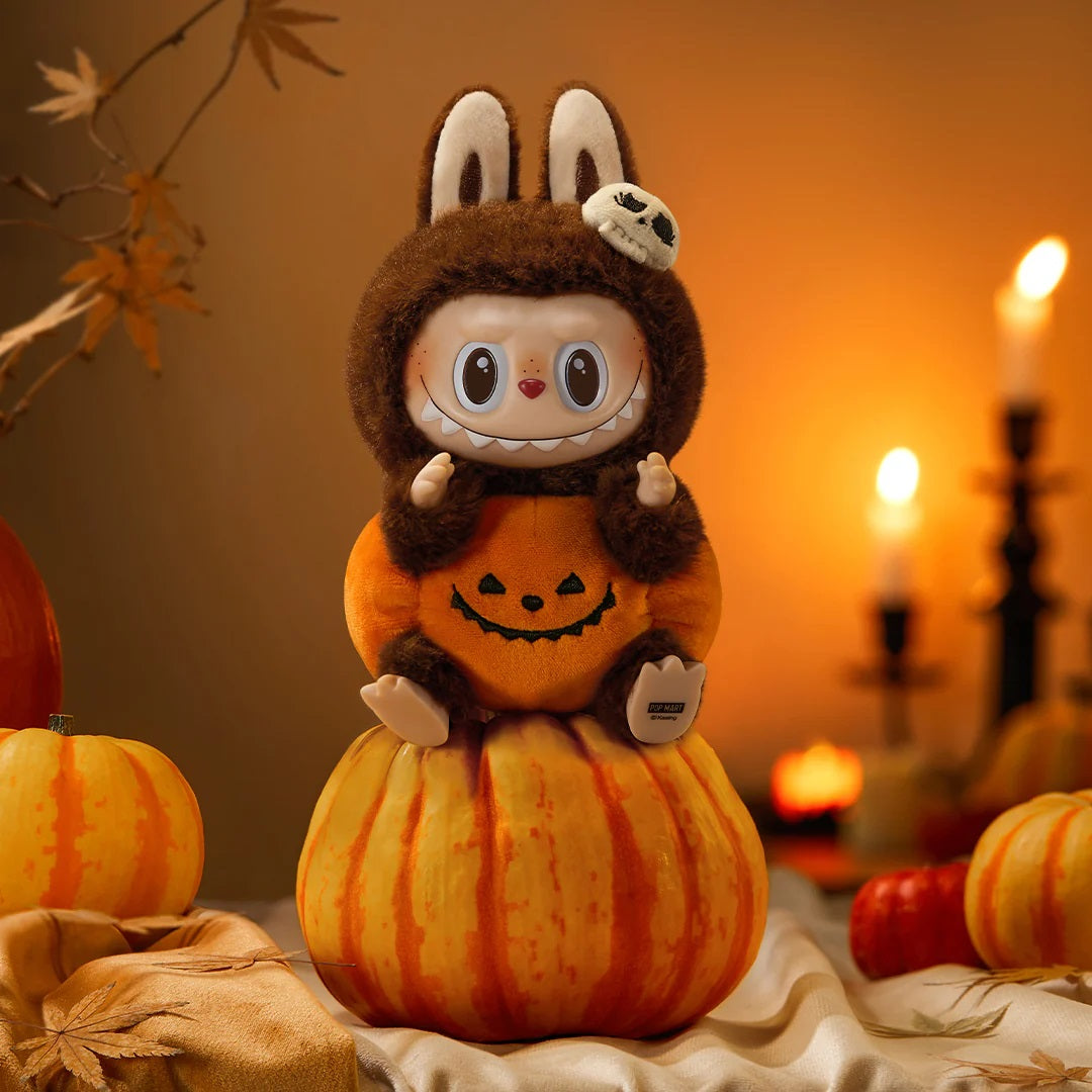 POP MART THE MONSTERS LABUBU Happy Halloween Party Series - Sitting Pumpkin Vinyl Plush Pendant - Fugitive Toys