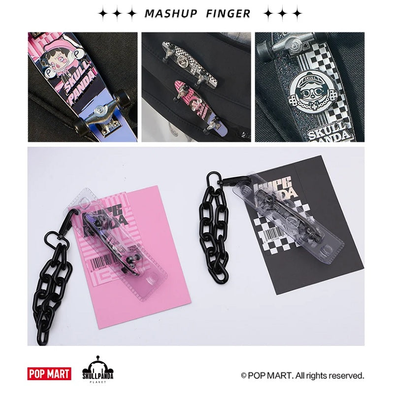 POP MART SKULLPANDA Hypepanda Black Mashup Finger Skateboard Badge - Fugitive Toys
