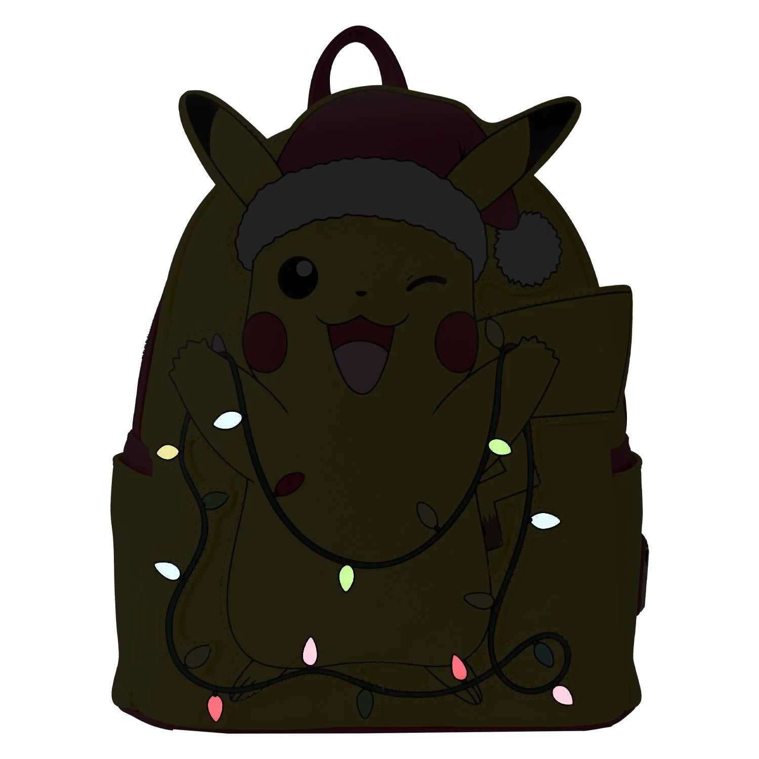 Loungefly x Pokemon Santa Pikachu Christmas Lights Light Up Mini Backpack - Fugitive Toys