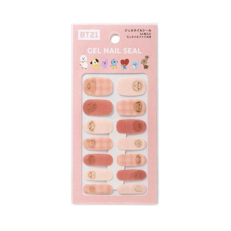BT21 Line Friends Japan - Baby Buddy Gel Nail Seal (Pink Check Color] - Fugitive Toys