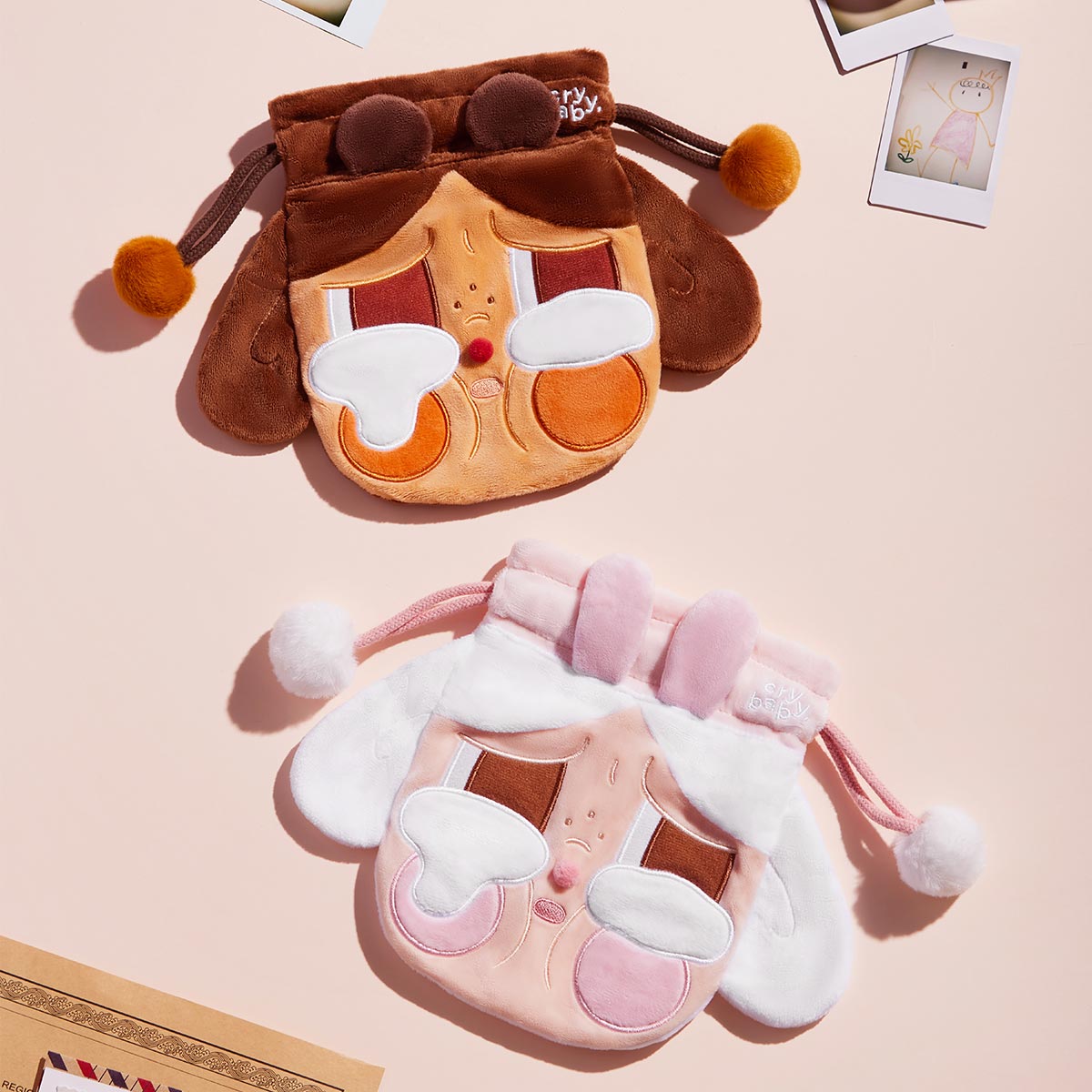 POP MART CRYBABY Crying Again Series-Storage Bag - Pink - Fugitive Toys