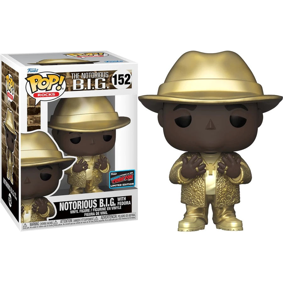 Rocks Pop! Vinyl Figure Notorious B.I.G. Gold w/Fedora (2022 NYCC) [152] - Fugitive Toys