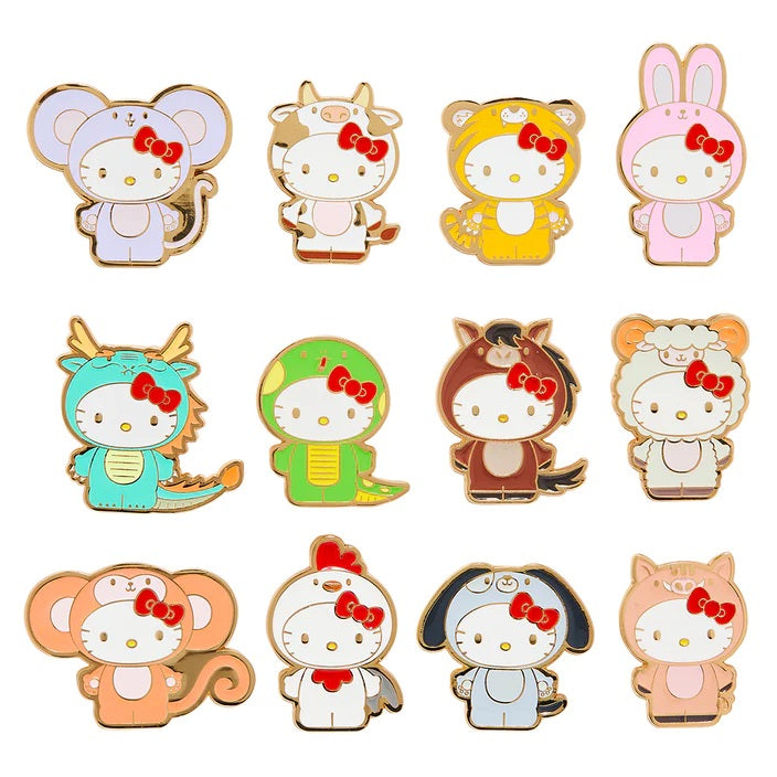 Kidrobot Hello Kitty Chinese Zodiac Enamel Pin Series (Set of 12) - Fugitive Toys