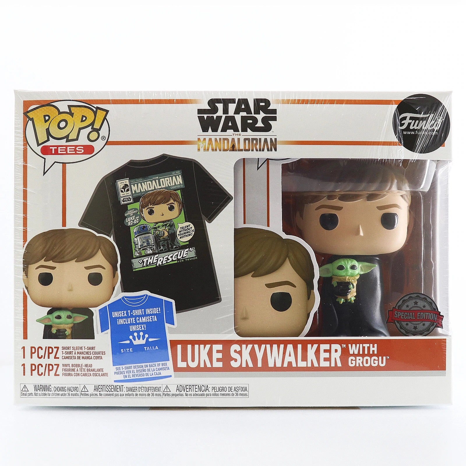 Star Wars The Mandalorian Pop! Tees Luke Skywalker with Grogu Pop & Tee - XL - Fugitive Toys