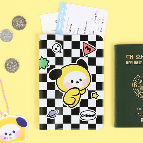 BT21 Checkerboard Passport Cover Chimmy