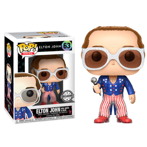 Rocks Pop! Vinyl Figure Elton John Red White and Blue Patriotic (Glitter) [63] - Fugitive Toys