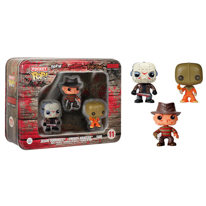 Movies Pocket Pop! 3-Pack Tin [Freddy Krueger, Jason Voorhees and Sam] - Fugitive Toys