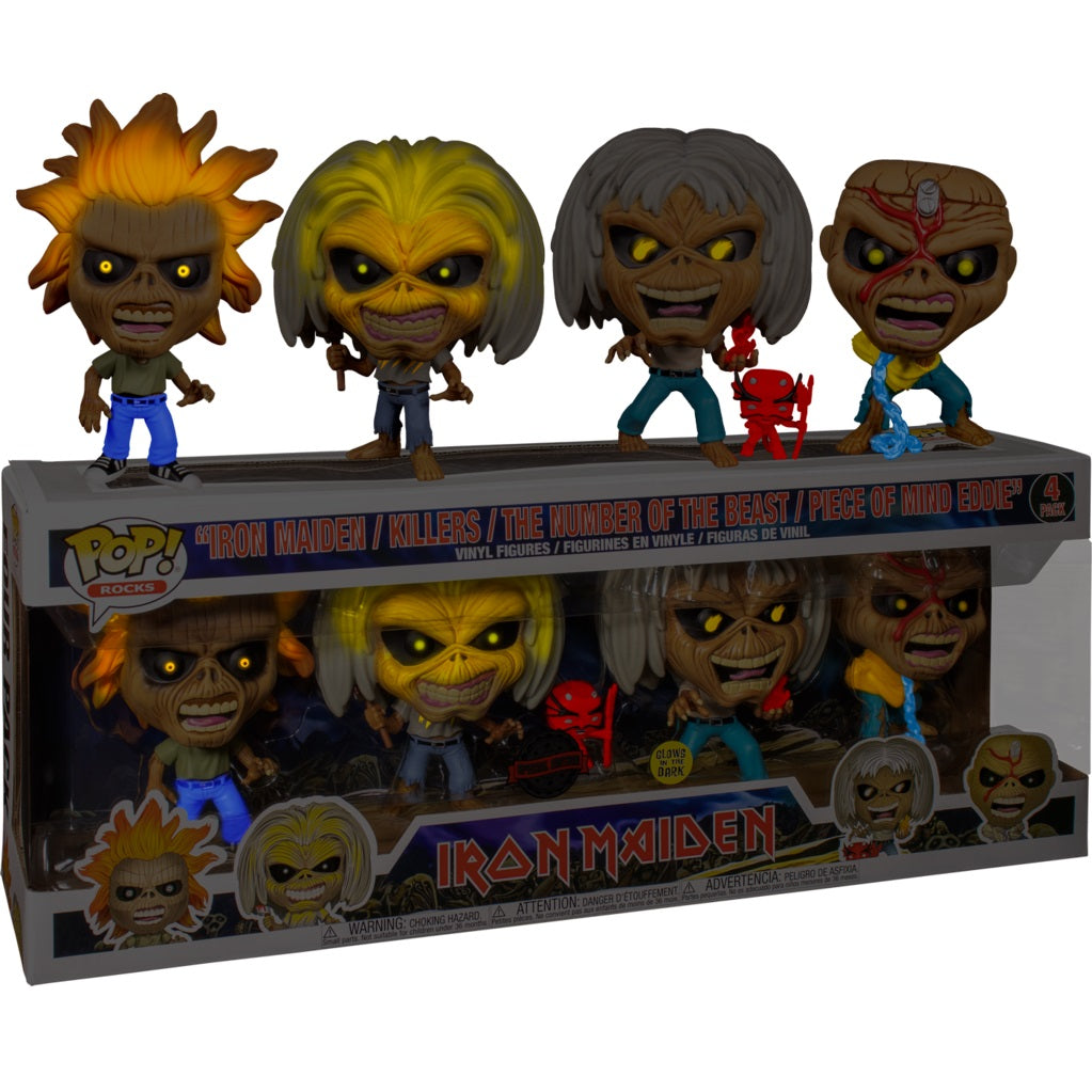 Rocks Pop! Vinyl Figure Iron Maiden Eddie Glow in the Dark - 4 pack - Fugitive Toys