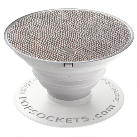 PopSockets Premium: Metallic Silver Saffiano - Fugitive Toys