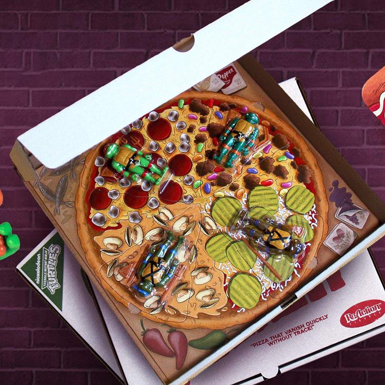 Super7 Teenage Mutant Ninja Turtles Pizza Box Set 4 ReAction Figures [2019 SDCC] - Fugitive Toys